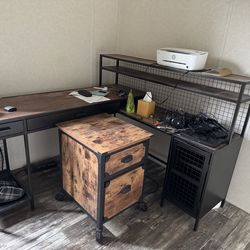 Desk and File Cabinet