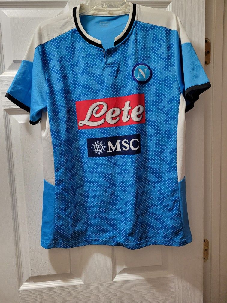 Napoli Italy Football Soccer Lete MSC Blue/White/Red Shirt Men s size L