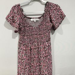 Eden & Olivia: Black/ Pink Flowered Maternity Dress 