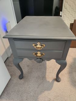 Gray Queen Anne Style Nightstand