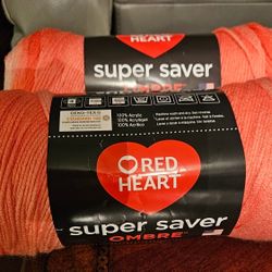 NEW ,OPEN HEART OMBRE YARN CORAL 