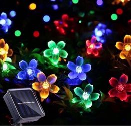 GIGALUMI 2 Pack Solar Flower Strings Lights, Solar Fairy Lights 23 Feet 50 LED Cherry Blossoms String Lights for Outdoor, Home, Lawn, Wedding, Patio,