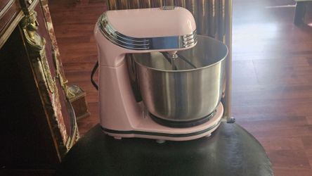 DASH Pink Retro Stand Mixer with Stainless Steel Bowl