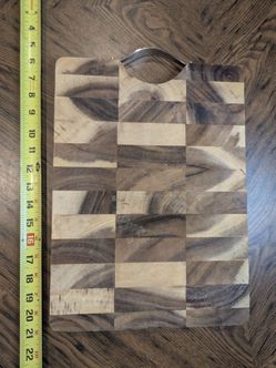 Wood Cutting Board with Metal Handle