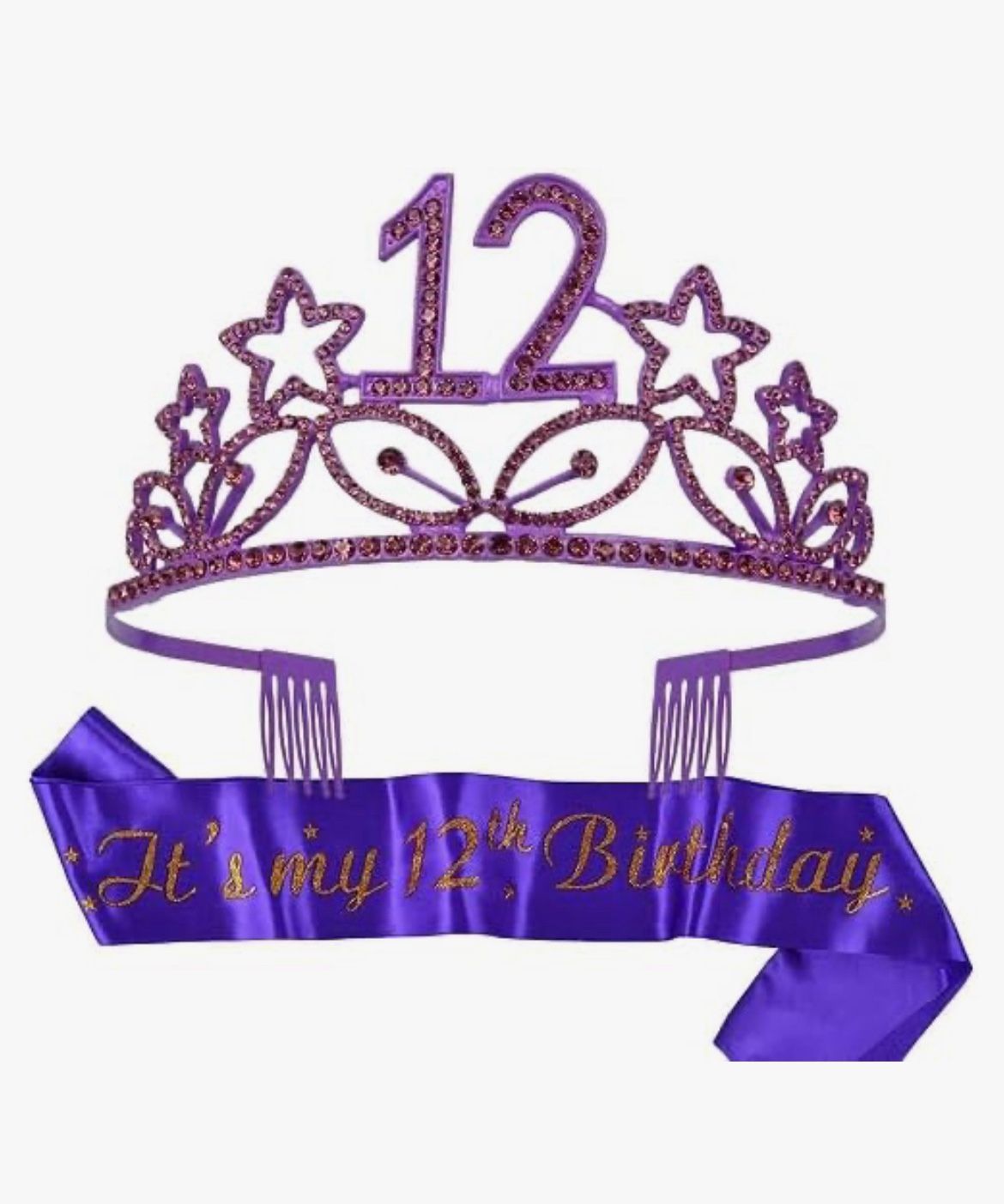 12th Birthday Purple Tiara and Sash