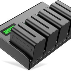 4 Pack NP-F970 Batteries and 4-Channel Charger for Sony NP