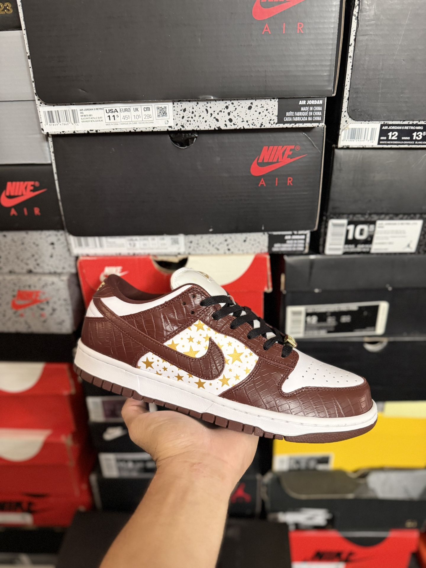 Nike SB Dunk Low Supreme Stars Barkroot Brown (2021) size 10 (Tried On)