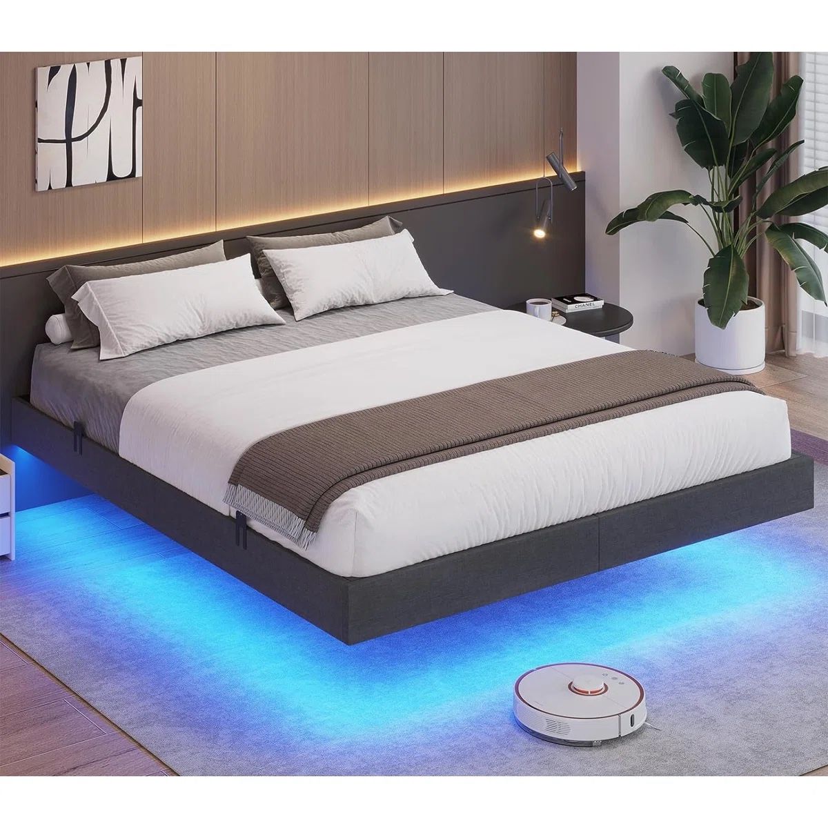 Floating Bed Frame With LED Lights