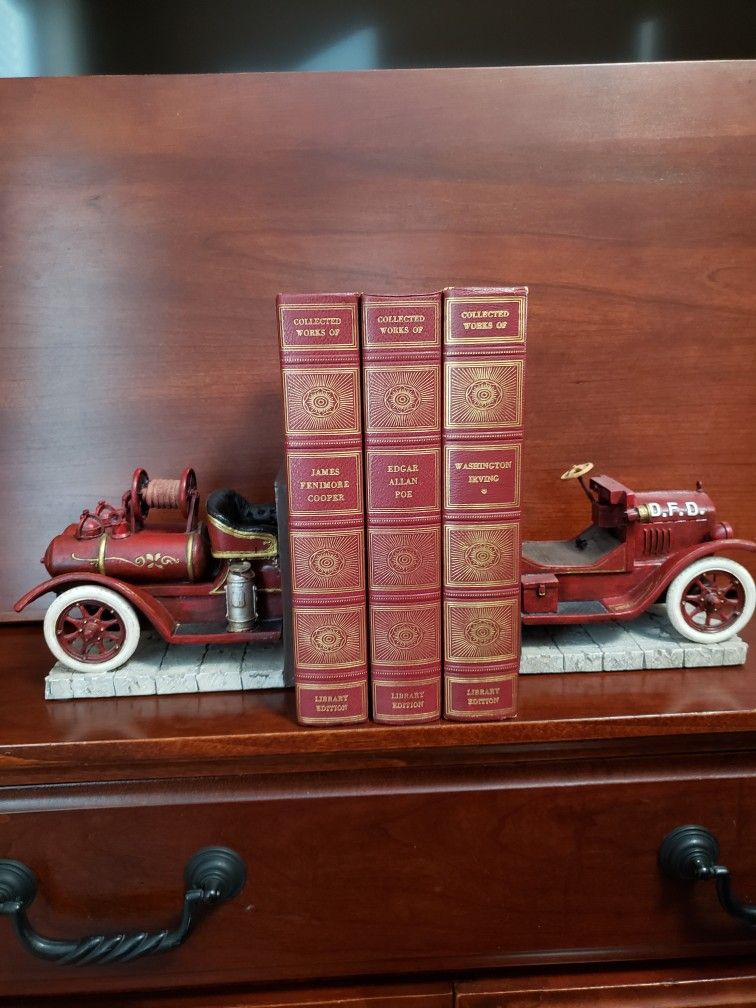 Vintage Fire Truck Model Bookends