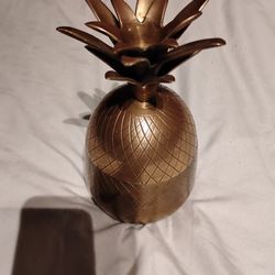 Vintage 1960's 1970's Brass Pineapple Candle Holder/Container 
