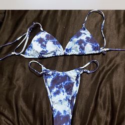 blue tie dye bikini set 2pc size Small