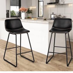 New set of 2 black faux leather 26 inch Counter chairs