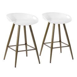 Open Box Homy Casa FIYAN PP White and Bronze Bar Stool 17.72" x 17.72" x 28.94" Modern Seating Solution