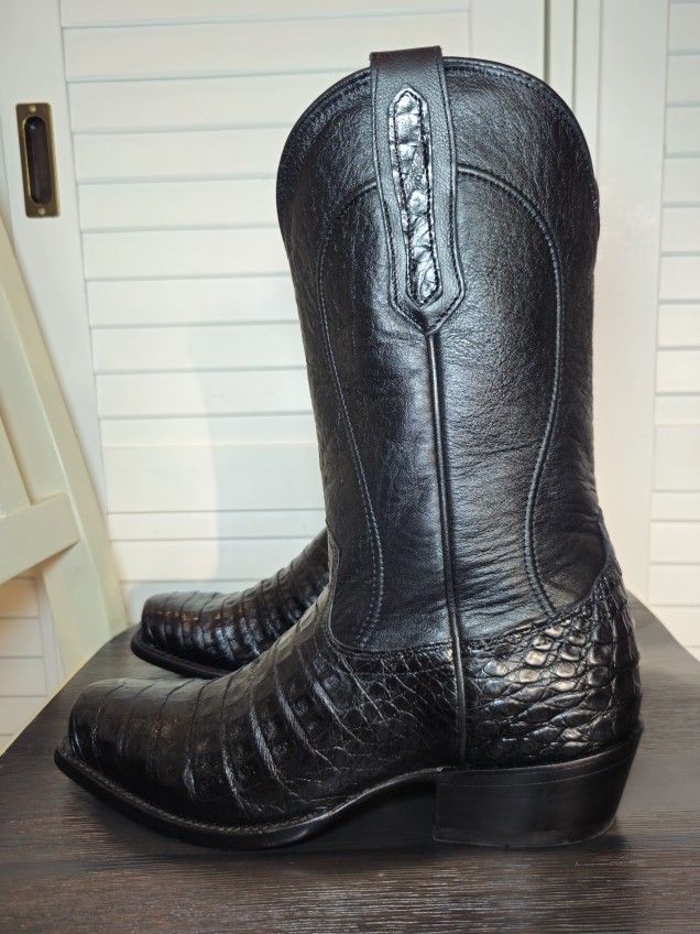 Cody James Black 1978 Mason Caiman Belly Western Boots Square Toe Sz. 9 D