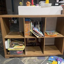 Brown wood storage cube