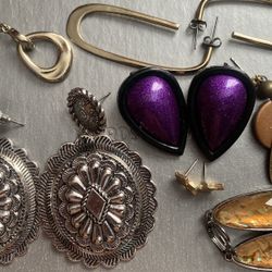 LOT OF 6 PAIRS OF EARRINGS 1980’s 1990’s + A BRASS BOHEMIAN EARRING LESS THAN $2 EACH