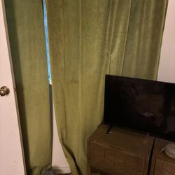 Olive Green Velvet Drapes Set Of 4