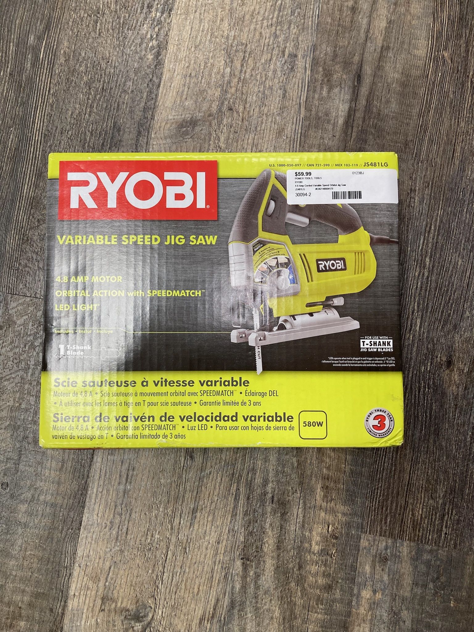 RYOBI JS481LG 4.8 Amp Corded Variable Speed Orbital Jig Saw