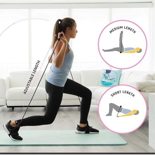 Upgraded Pilates Bar Home Gym Equipment - Highly Adjustable Strength Training Equipment, Thicker Steel Pilates Bar, Portable Bar