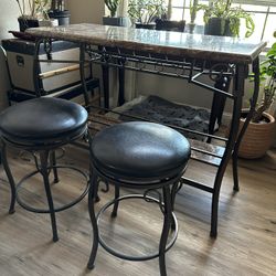 Bar Table With Two Stools 