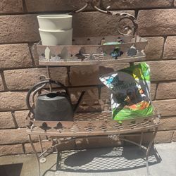 Distressed Standing Steel Plant Holder