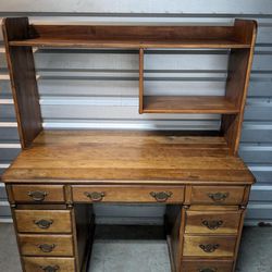 Cherry Wood Desk With Hutch