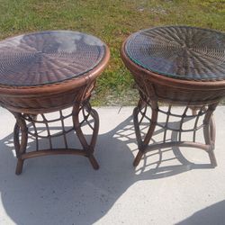 Boho Rattan End Tables 