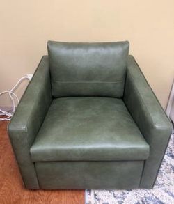 Better Homes & Gardens Steel Swivel Accent Chair, Olive Faux Leather
