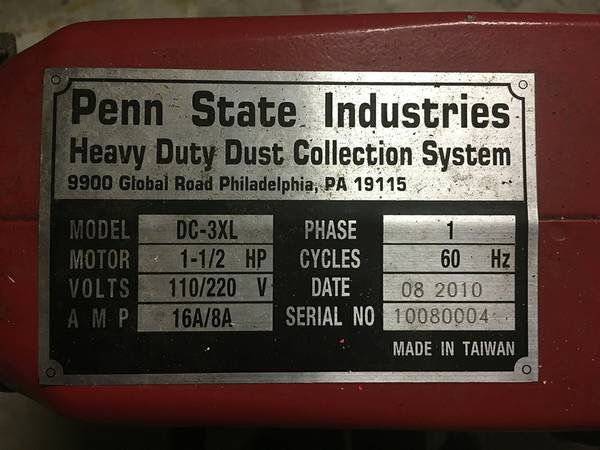 Heavy duty vacuum / dust collector - Penn State Industries DC-3XL