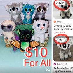$10 For All Collection of 6 Ty Beanie Boos Plushies in great condition