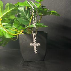 Stainless Steel Diamond-Style Cross Necklaces Brand New