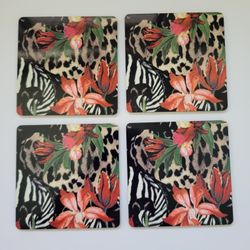Chico's 4 Coasters Mixed Print 4”x4” New Open Box