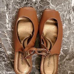 Chocolate Brown Peep Toe Sandals