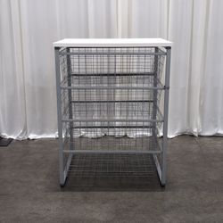 IKEA Gray Metal Four-Basket Drawer Unit with Top