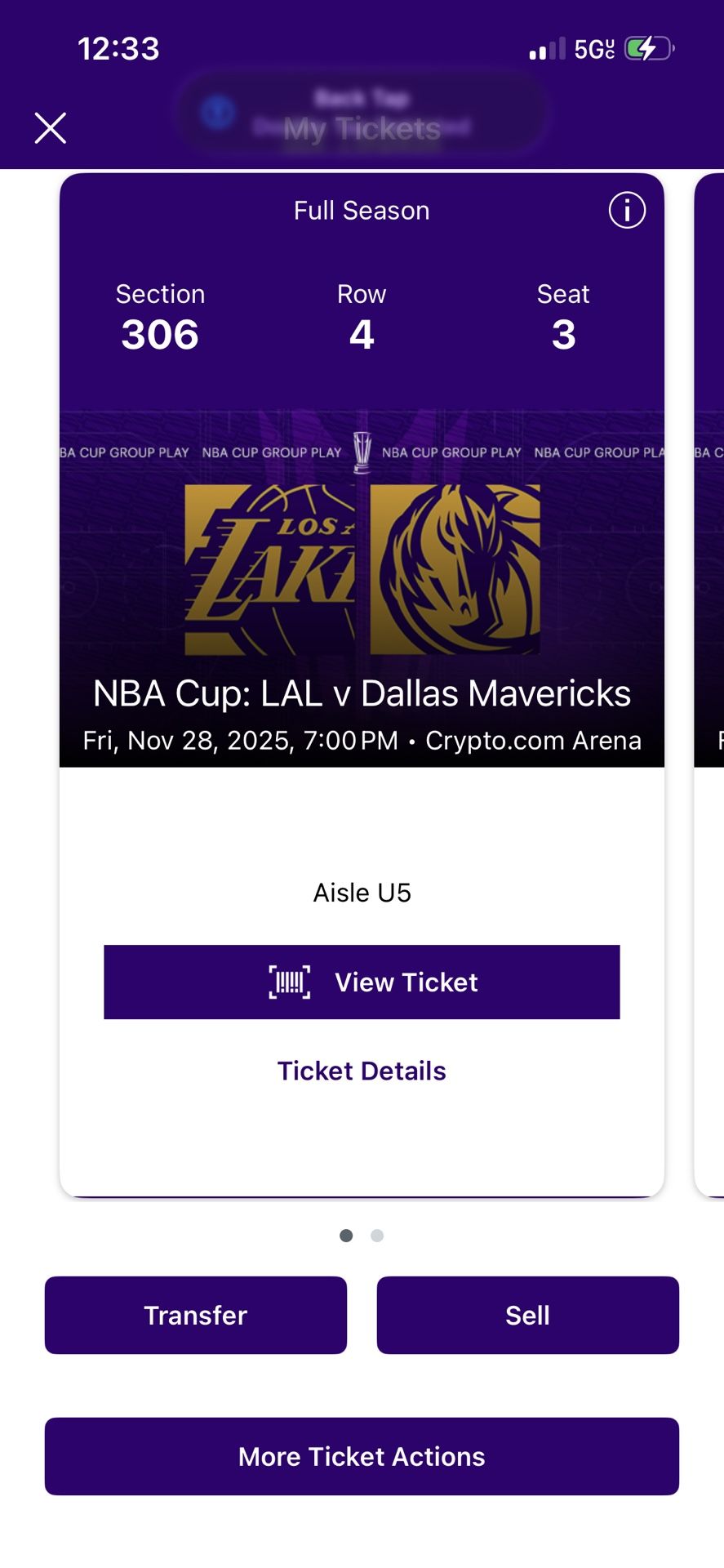 (2) MAVERICKS @ LAKERS TICKETS CRYPTO ARENA ROW 4 FRIDAY NIGHT 11/28