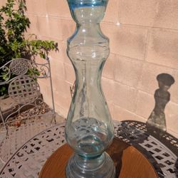 aqua blue recycled glass candle holder Vase