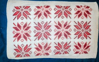 Vintage Scandinavian Embroidered Red Dish Towel 21x14