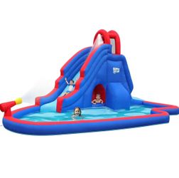 Inflatable Water Slide with Climbing Wall and Pool