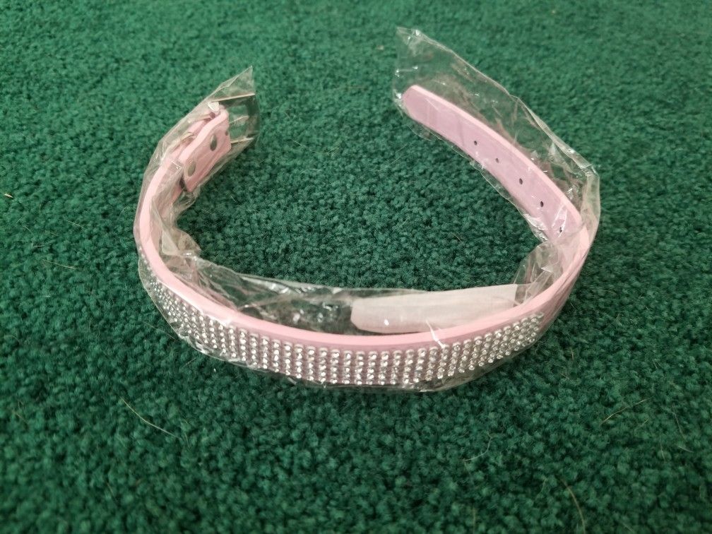 New pink and rhinestone dog collar (M)