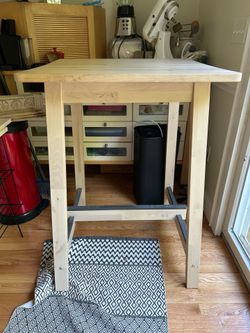 IKEA birch wood bar height table