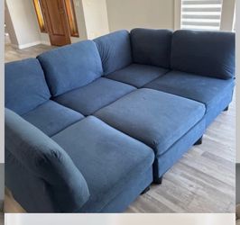 Wide modular corner sectional with ottoman