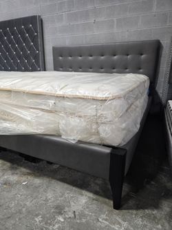 Saatva King Pillowtop Mattress Including Rooms to Go King Bedframe