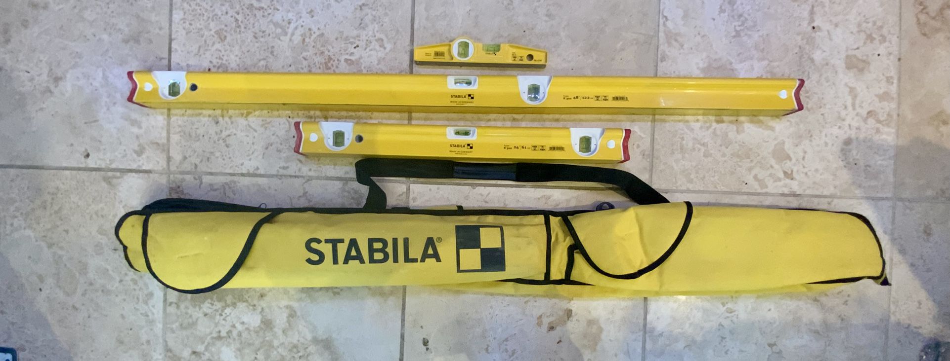 Stabila 300 R Beam Level Set – 48”, 24” & Torpedo – Pro Grade – $300