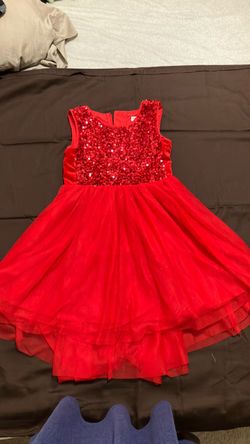 Red Sequin Tulle Girls Dress Size 6 Used