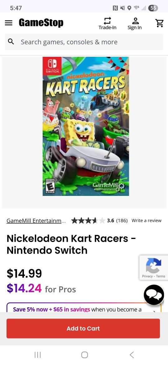 Nintendo Switch - SpongeBob Kart Racers