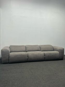 Living Spaces 3-Piece Electric Reclining Sofa – Gray Fabric Power Recliner Couch