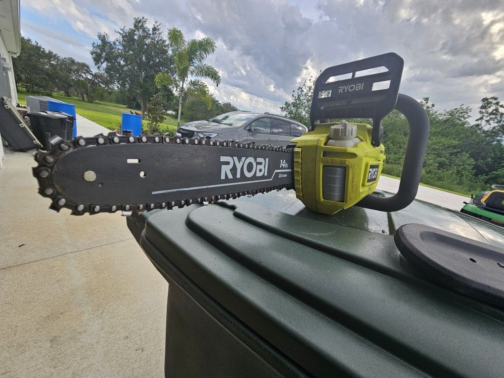 Ryobi Cordless Chainsaw 14" 40v Used In Good Condition Tool Only.
