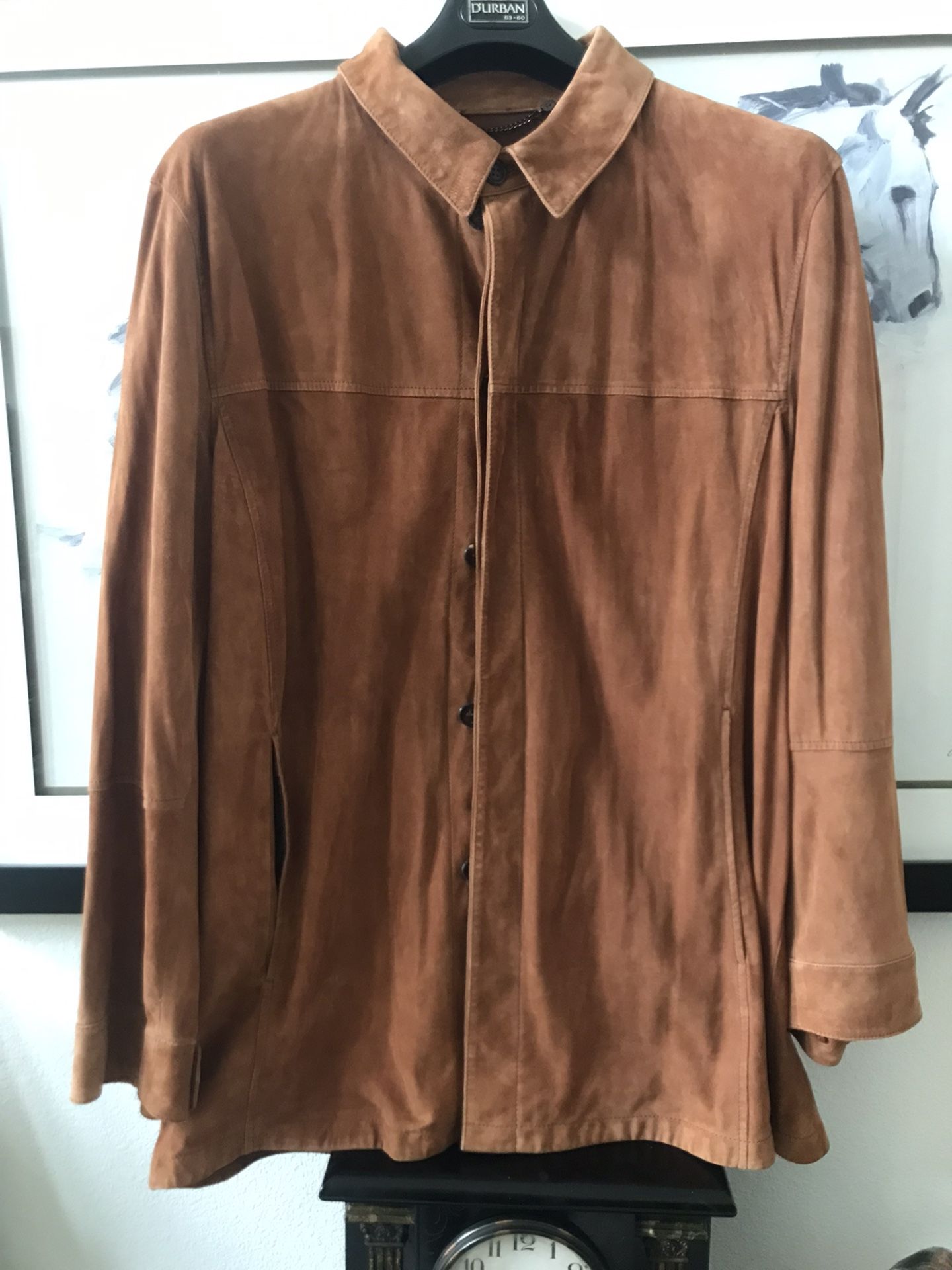 brioni goatskin leather shirt jacket