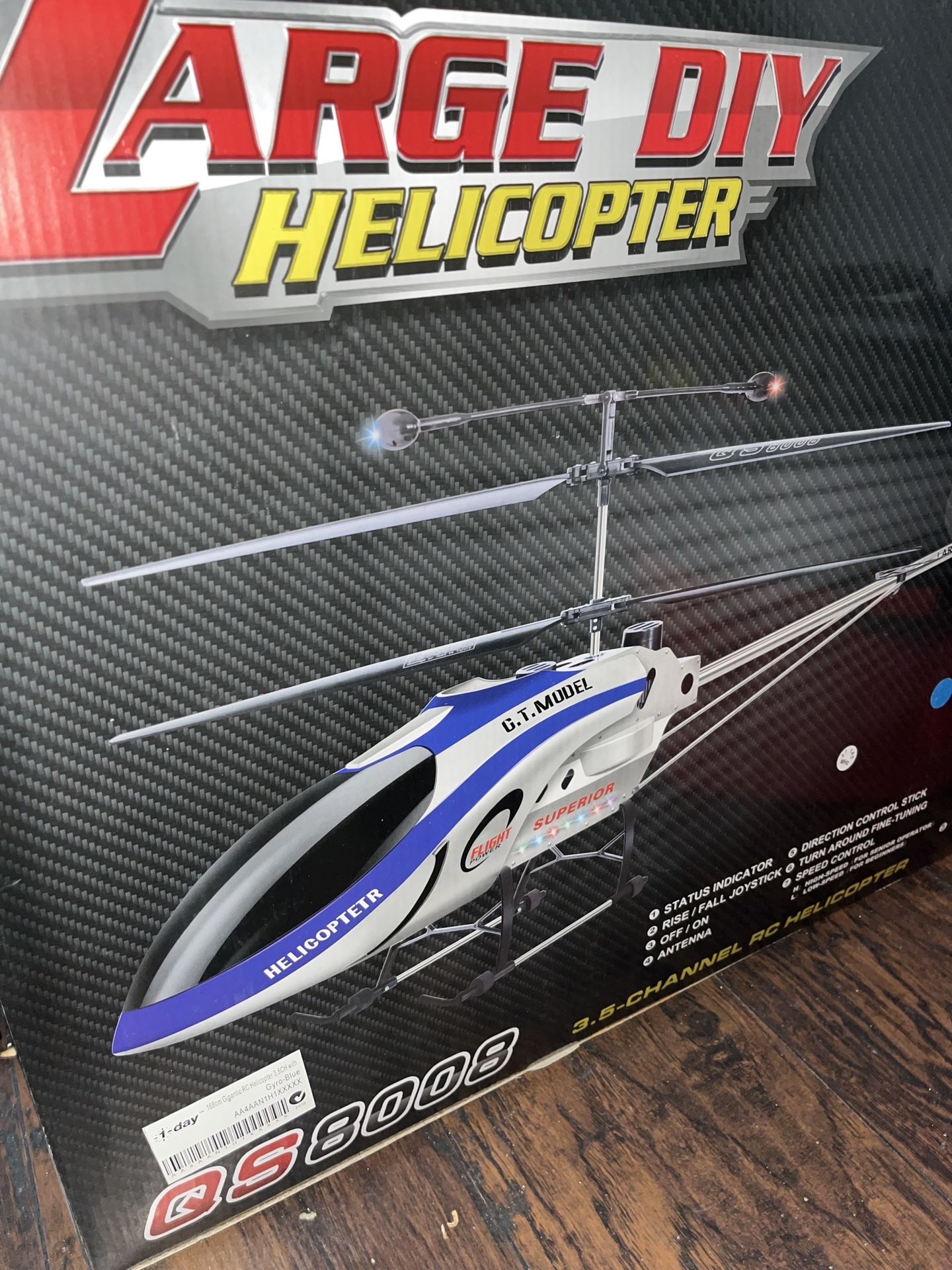  Large QS8008 RC Helicopter – Brand New (LED Remote Control)