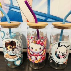 20oz Hello Kitty And More Glass Cups $20 Each